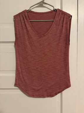 Lululemon V Neck Muscle Tank Heathered Mauve Pink Size 4–6